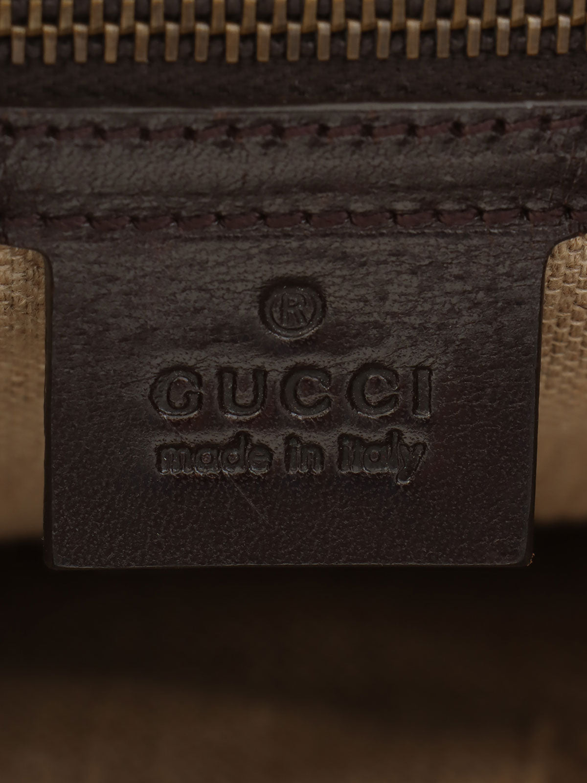 鳄鱼帆布 GG 图案组合米色/深棕色两用包