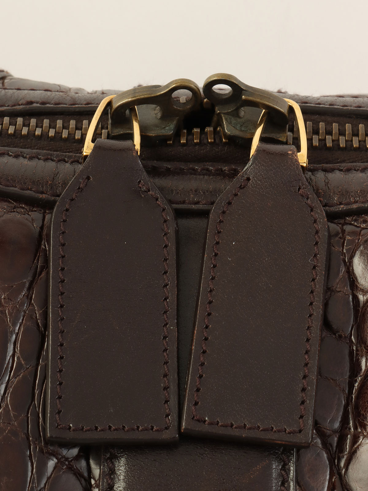 Crocodile canvas GG pattern combination 2-way bag in beige/dark brown