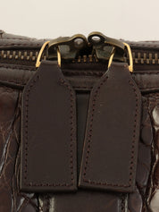 Crocodile canvas GG pattern combination 2-way bag in beige/dark brown