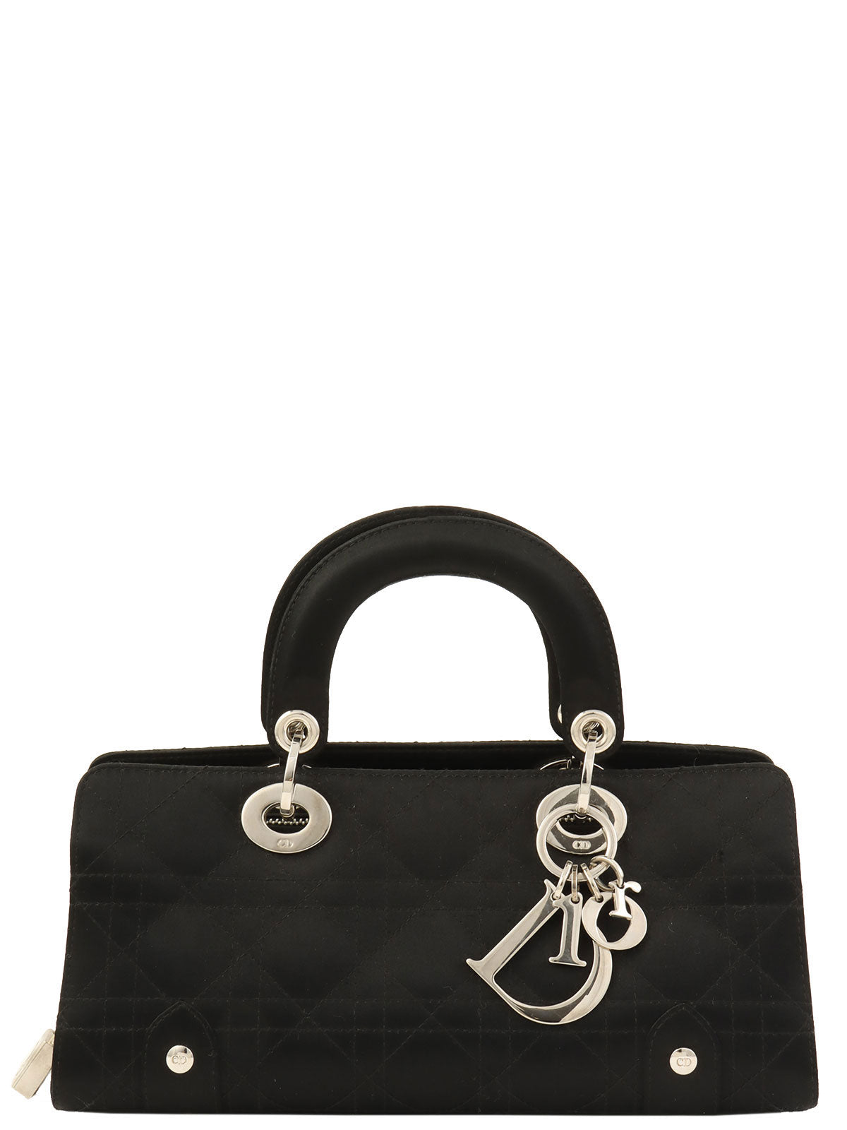 サテンレディディオールカナージュステッチハンドバッグ