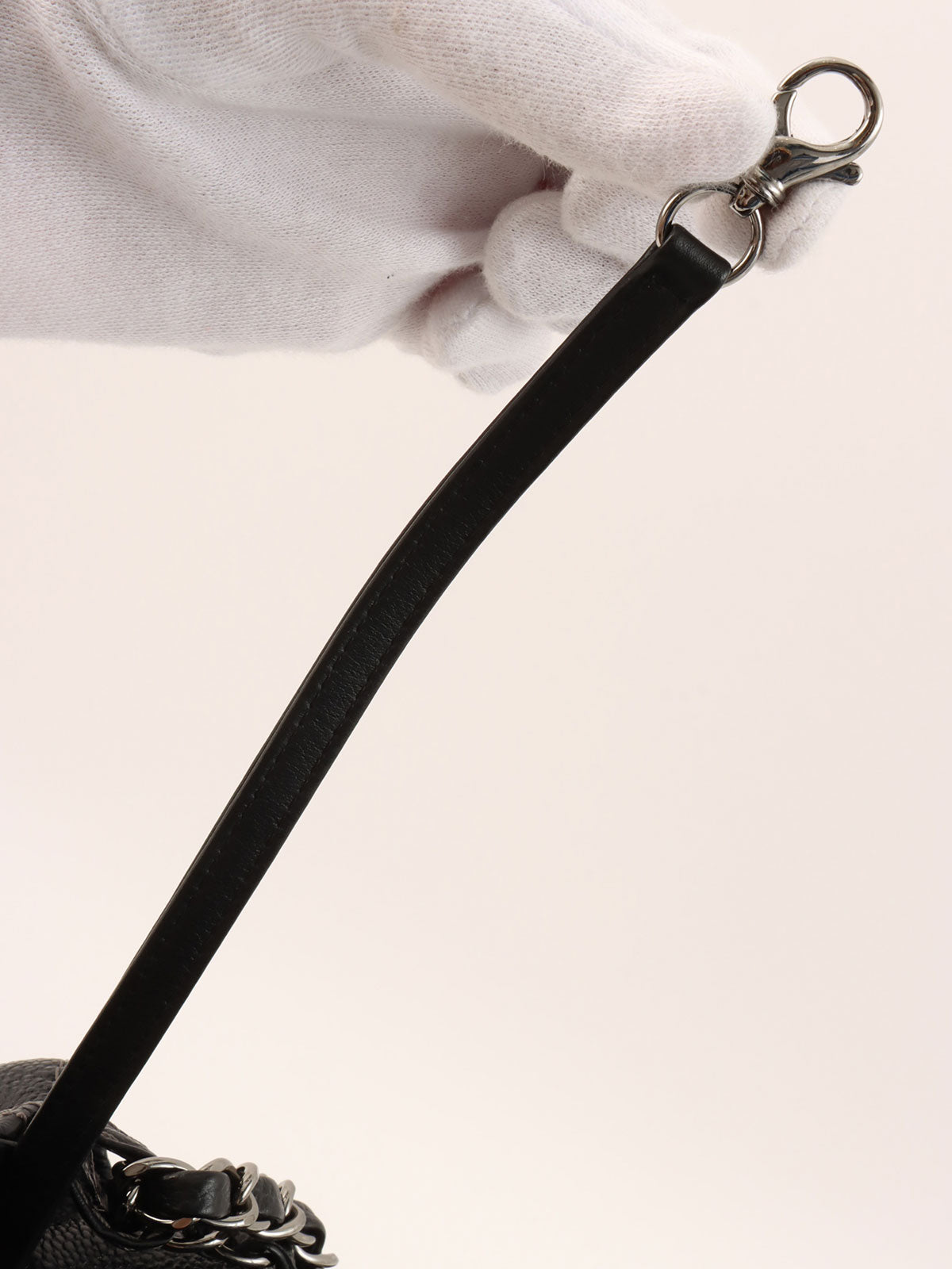 2014 Caviar Skin CC Mark Logo Stitch Chain Bag Black