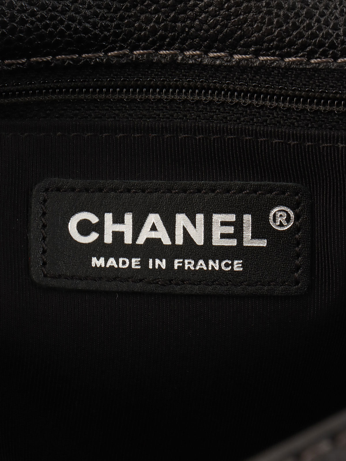 2014 Caviar Skin CC Mark Logo Stitch Chain Bag Black