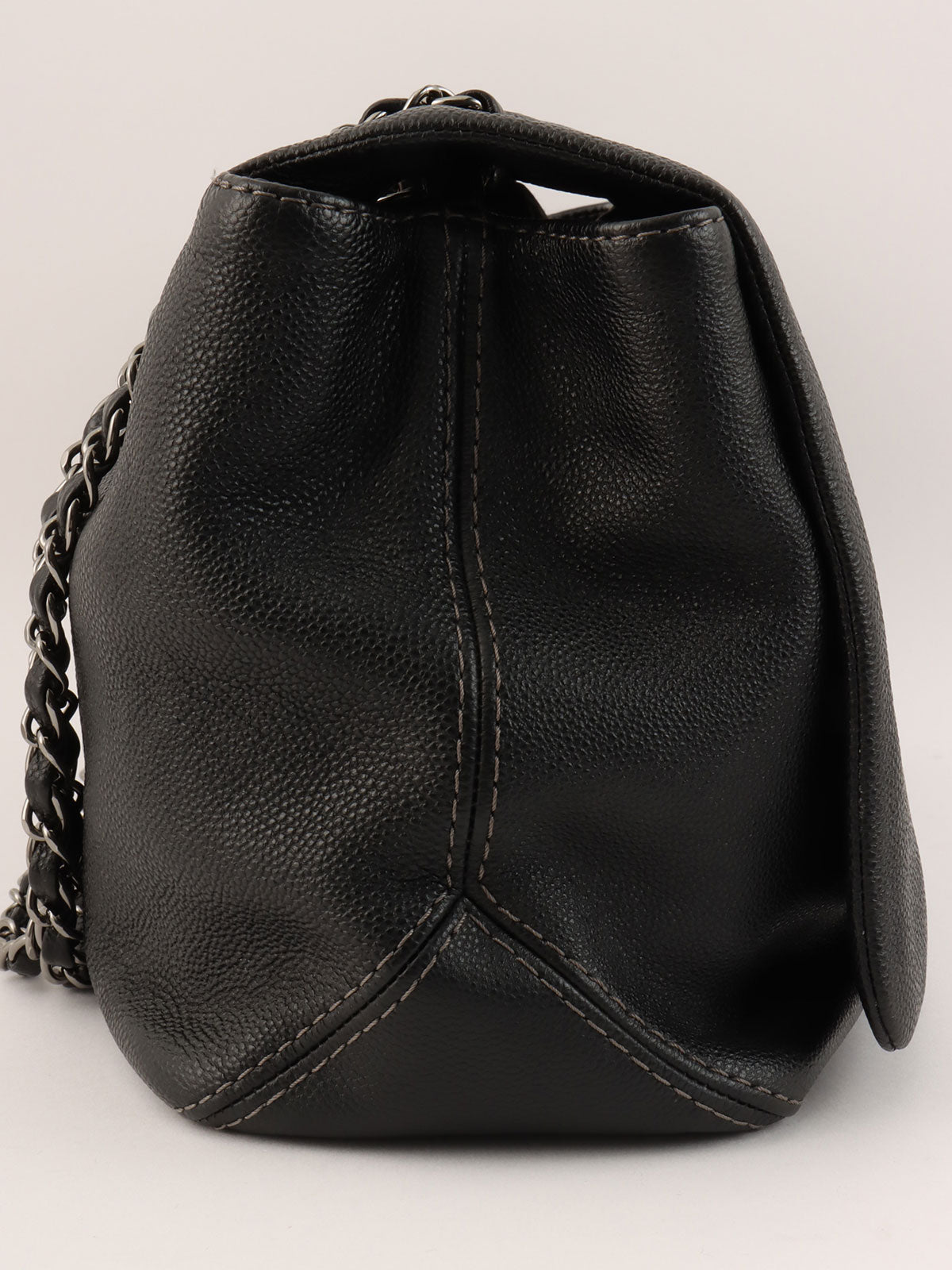 2014 Caviar Skin CC Mark Logo Stitch Chain Bag Black