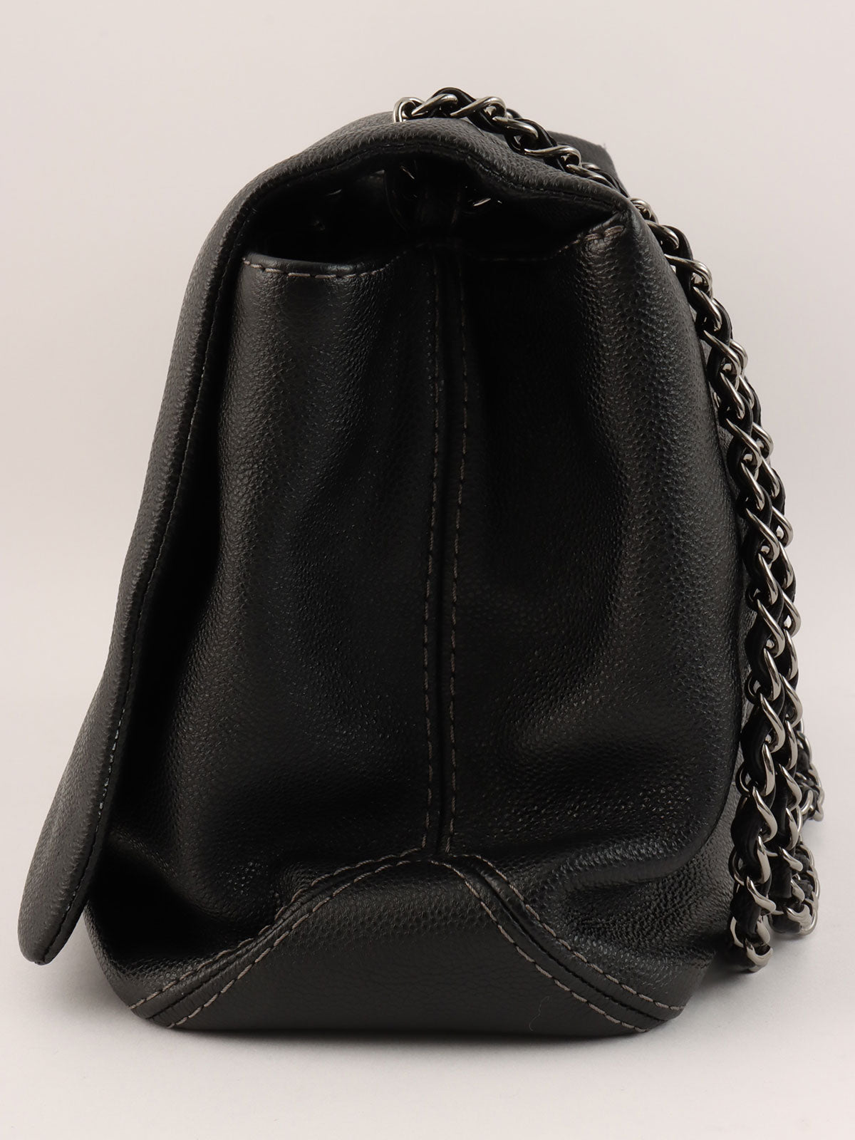 2014 Caviar Skin CC Mark Logo Stitch Chain Bag Black