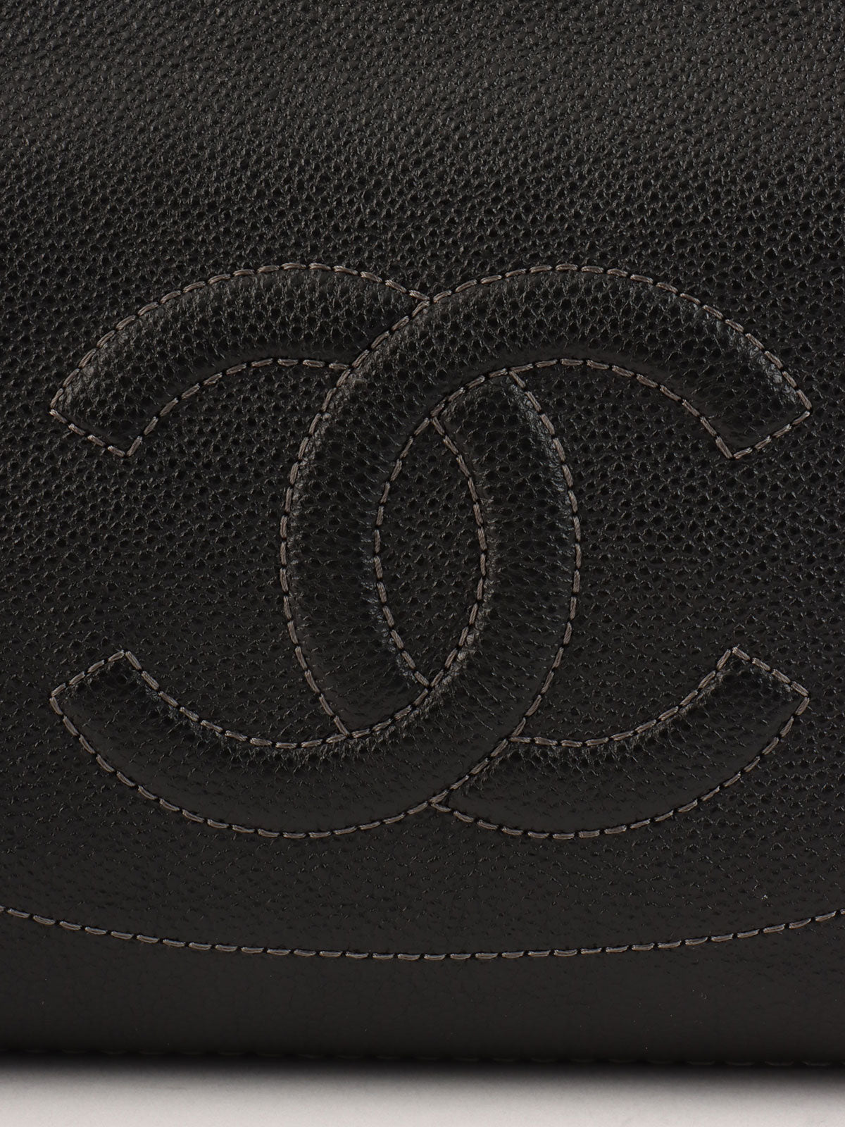 2014 Caviar Skin CC Mark Logo Stitch Chain Bag Black