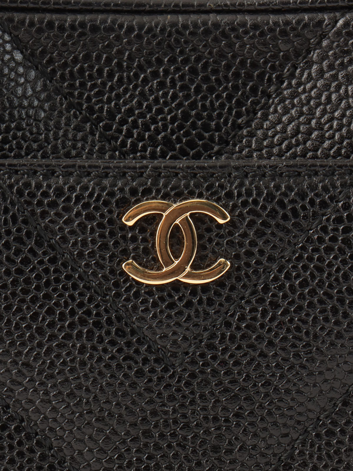 2000 Caviar Skin V-Stitch CC Mark 手提包 黑色