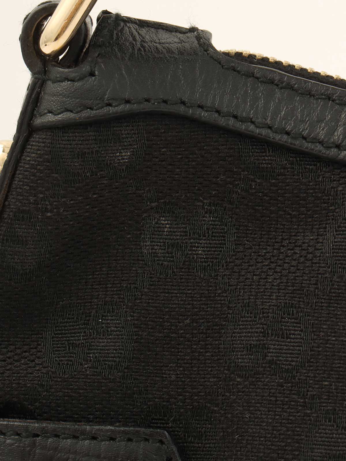 帆布 GG 图案 Shelly Line 马衔扣板手提包 黑色/绿色/红色