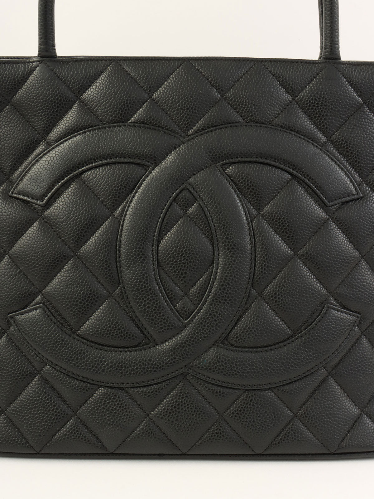 约 2000 年 Caviar Skin CC Mark Stitch 复刻版手提包 黑色