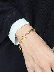 Rhinestone Macadam Bracelet Gold