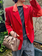 コーデュロイスエードコンビジャケット　レッド