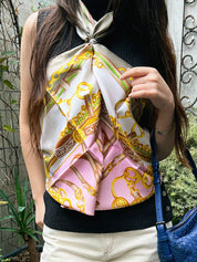 腰带图案围巾 卡其色/多色