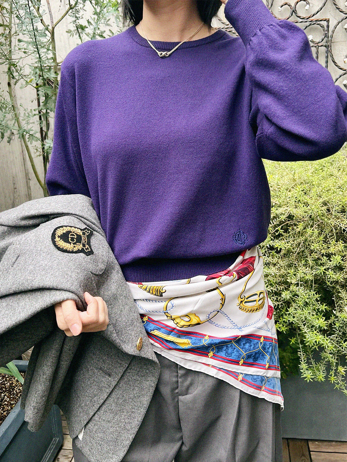 ロゴエンブレムニットトップス パープル