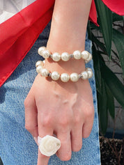 2002 Camellia Mini CC Mark Ring Clear/Ivory