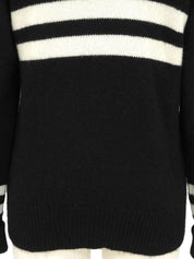 1996年製　カシミアボーダーパターンCCマーク刺繍タートルネックニット　ブラック