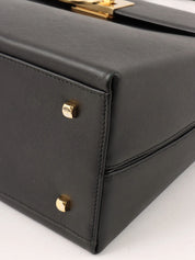 Saffiano Gancini Plate 2-Way Bag, Black