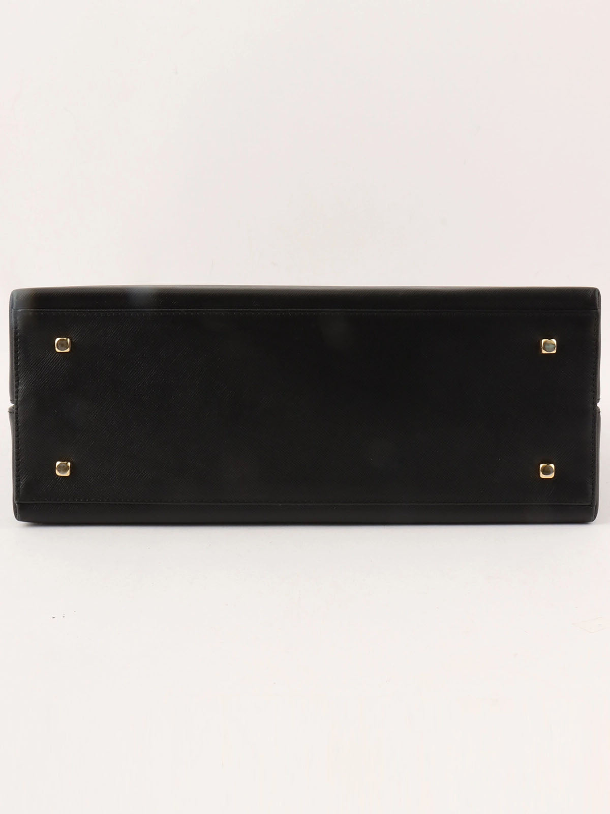 Saffiano Gancini Plate 2-Way Bag, Black