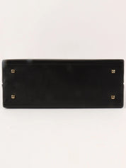 Saffiano Gancini Plate 2-Way Bag, Black
