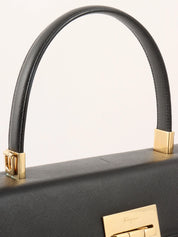 Saffiano Gancini Plate 2-Way Bag, Black