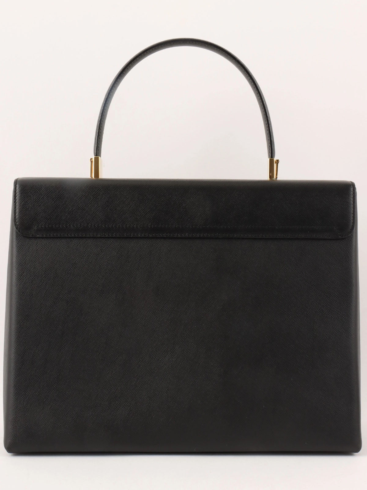 Saffiano Gancini Plate 2-Way Bag, Black
