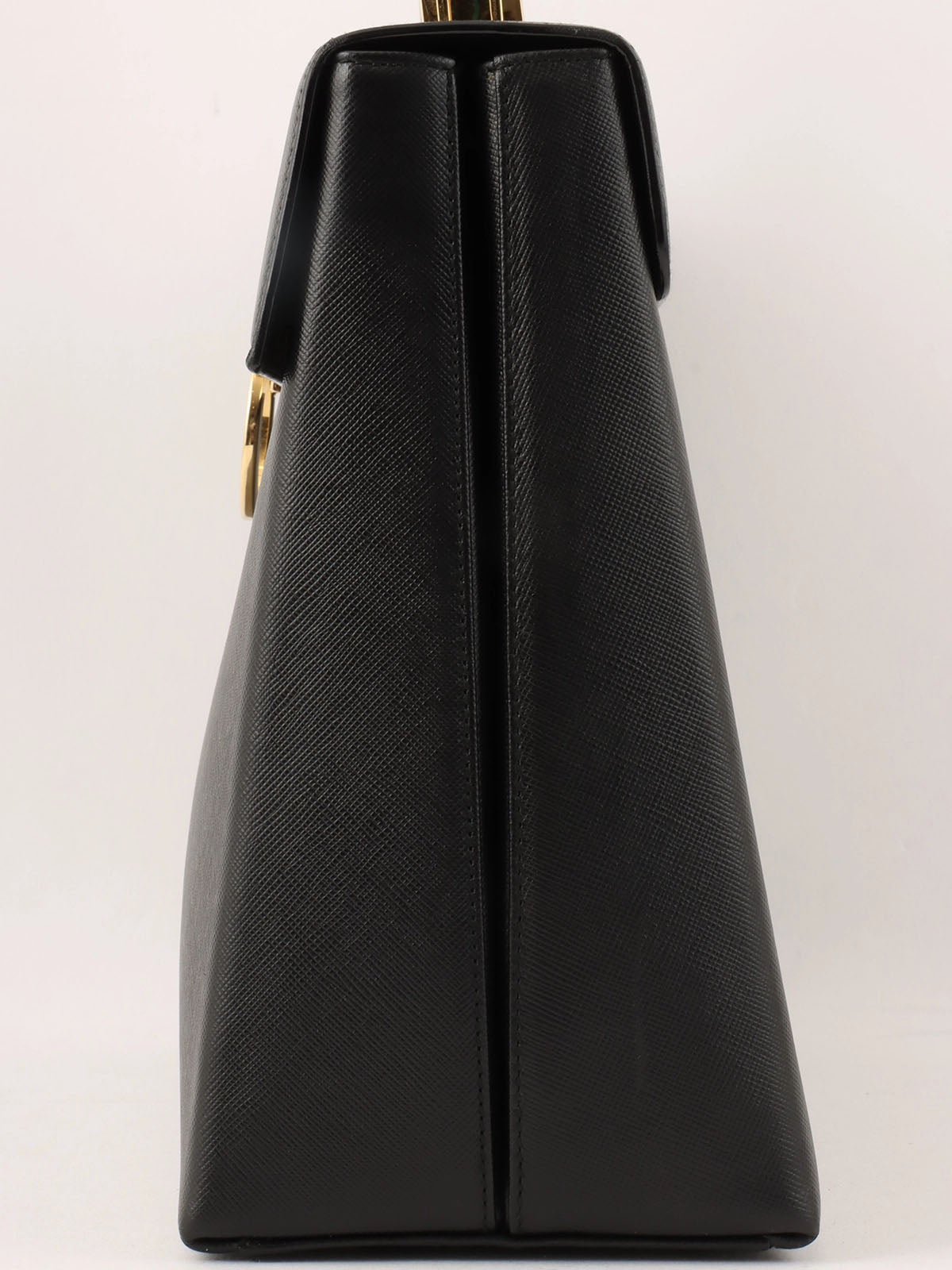 Saffiano Gancini Plate 2-Way Bag, Black