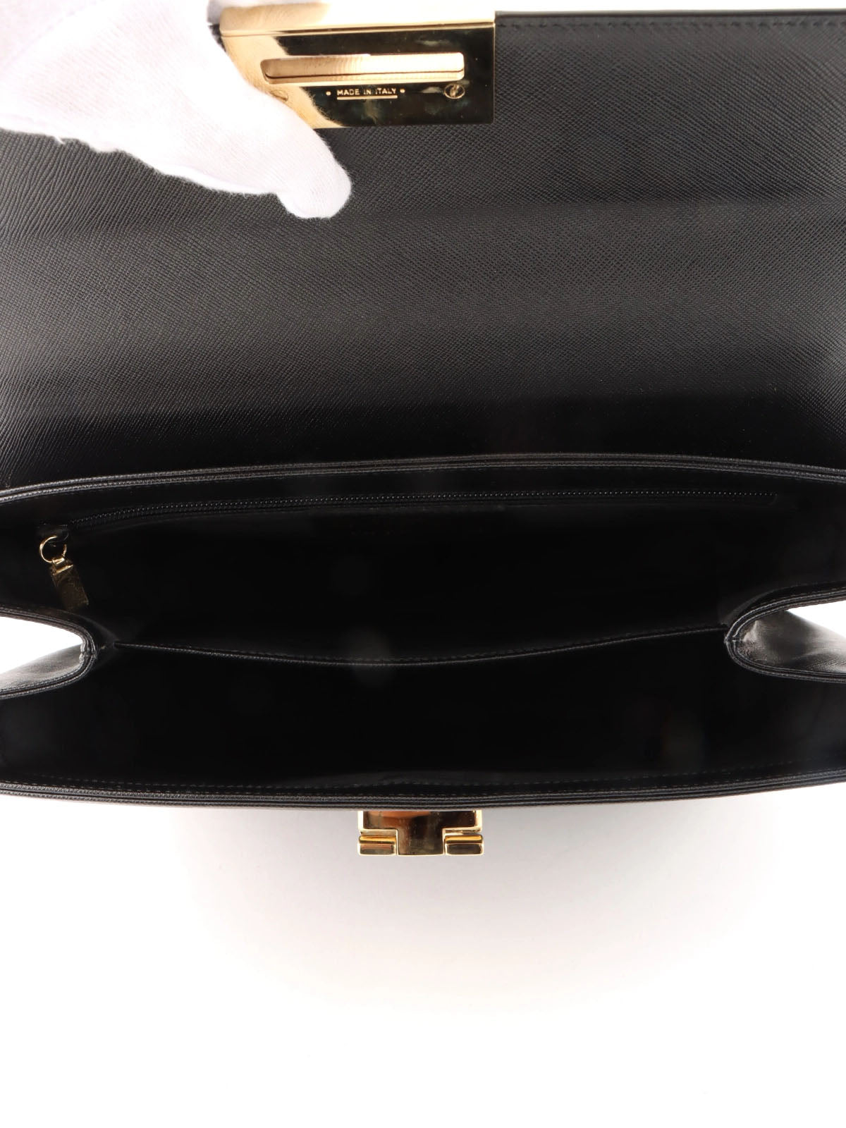 サフィアーノガンチーニプレート2wayバッグ ブラック