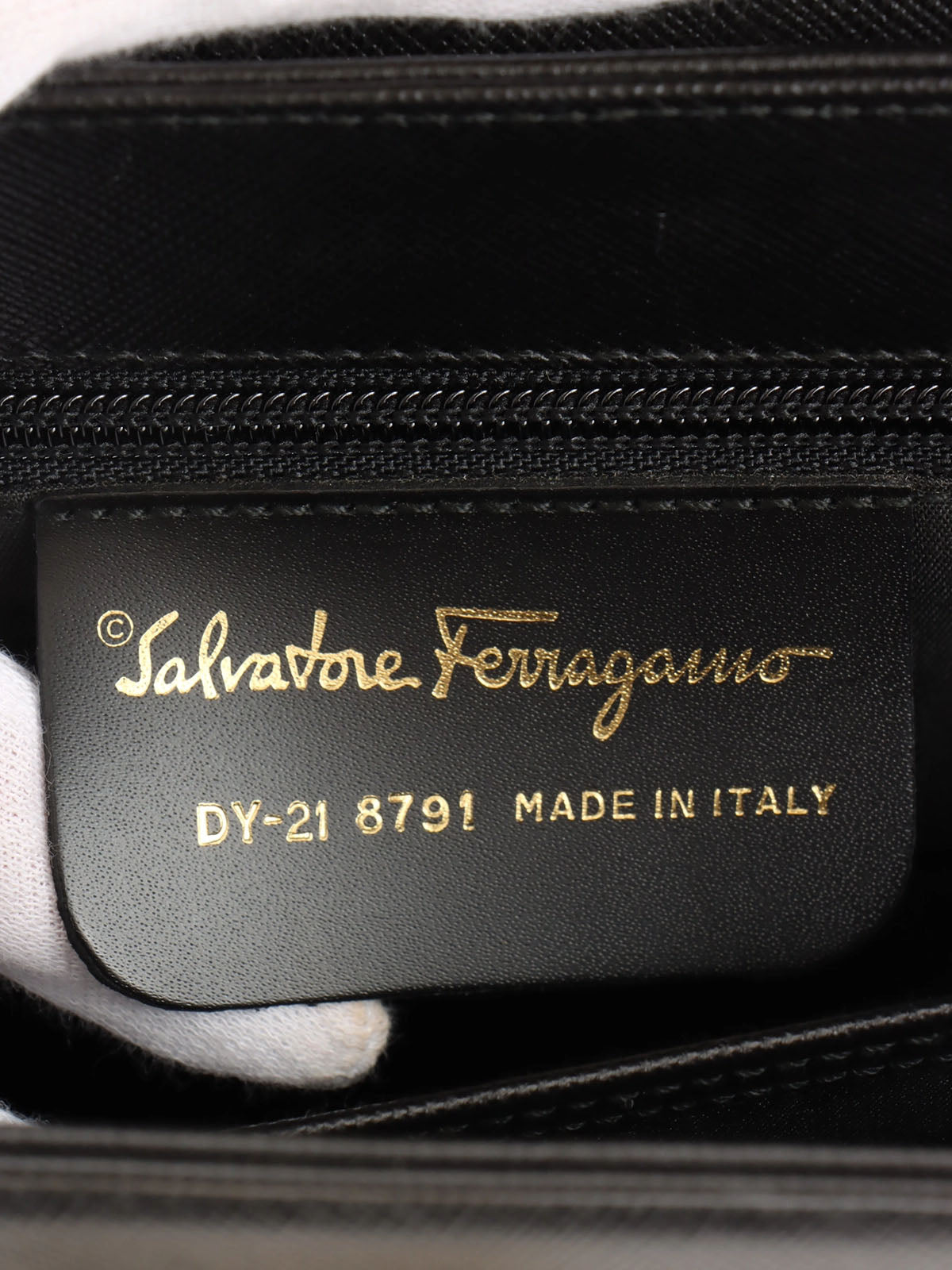 Saffiano Gancini Plate 2-Way Bag, Black