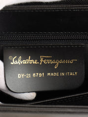 Saffiano Gancini Plate 2-Way Bag, Black