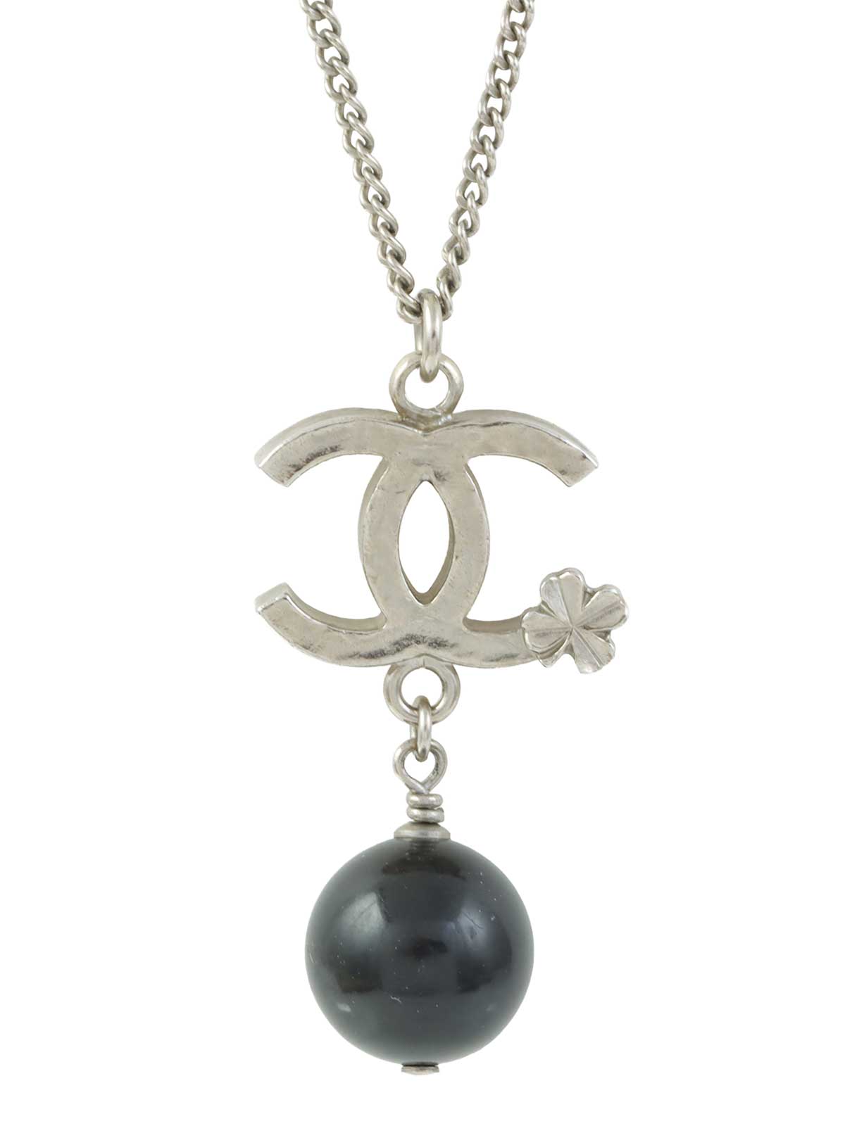 2013年製　CCマークスウィングビーズネックレス　シルバー／ブラック