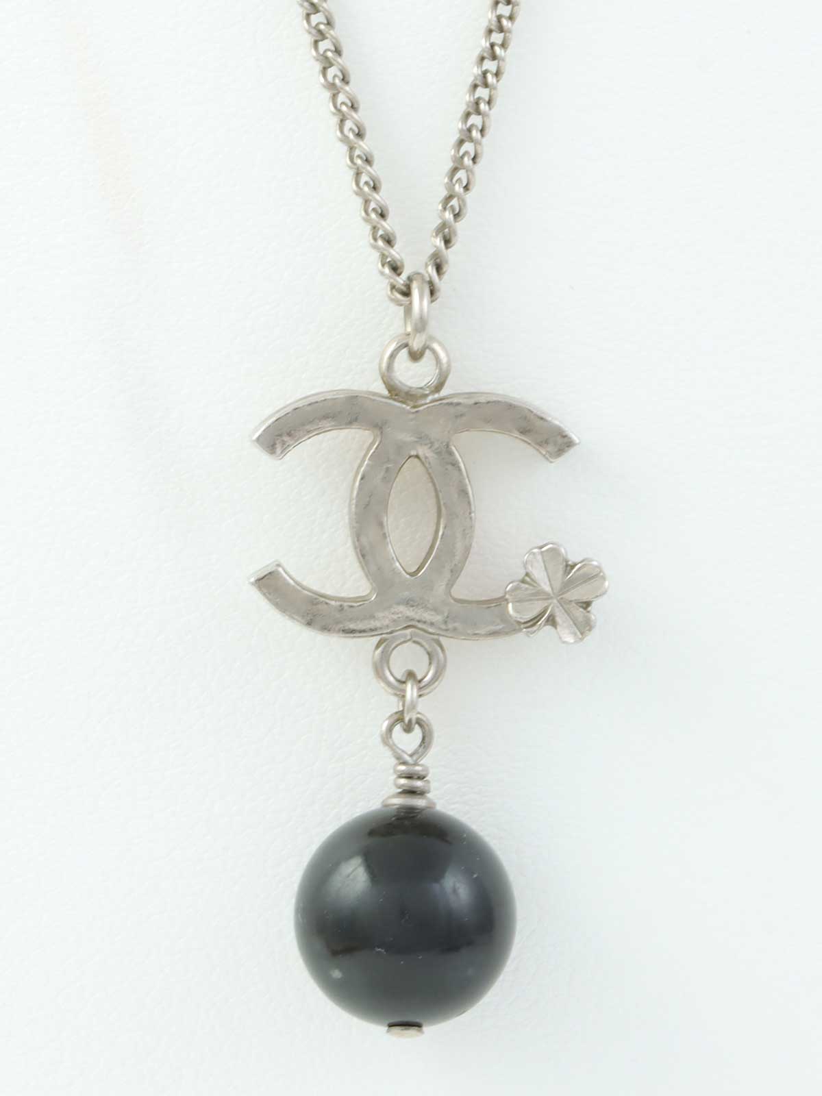 2013年製　CCマークスウィングビーズネックレス　シルバー／ブラック