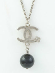 2013年製　CCマークスウィングビーズネックレス　シルバー／ブラック