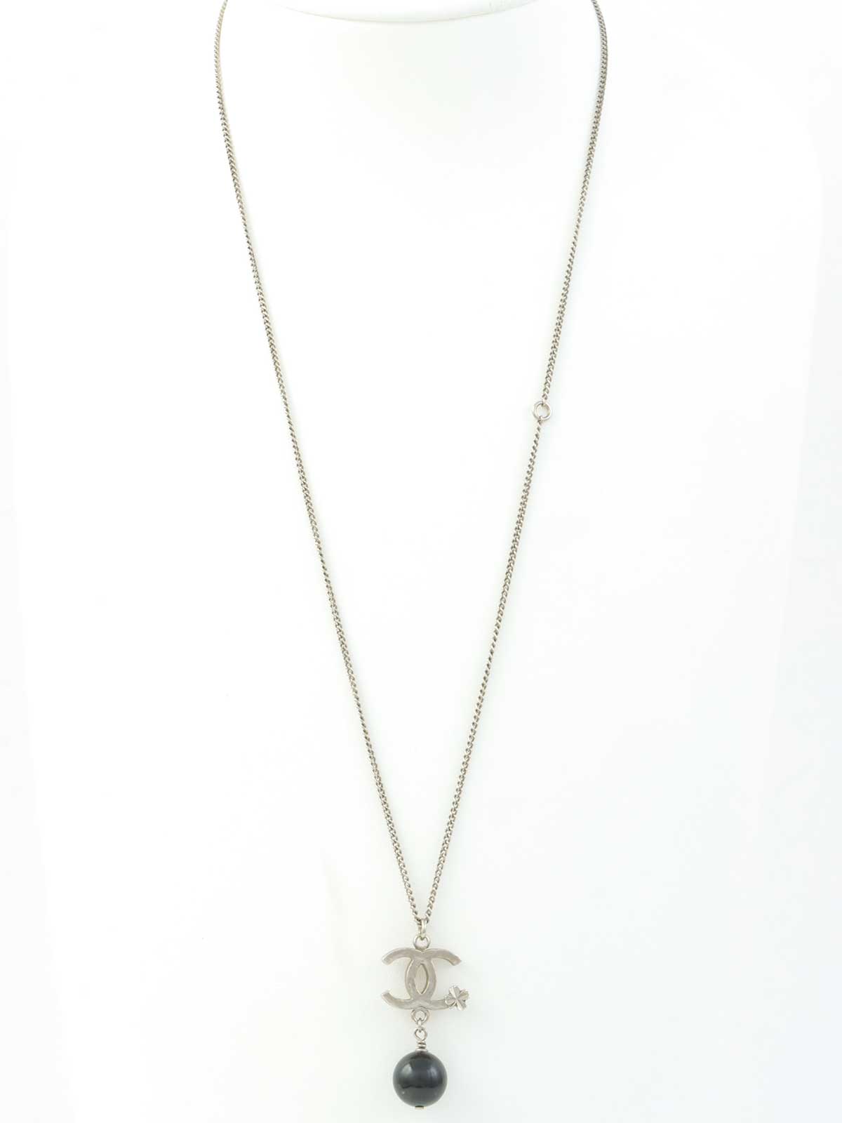 2013年製 CCマークスウィングビーズネックレス シルバー/ブラック