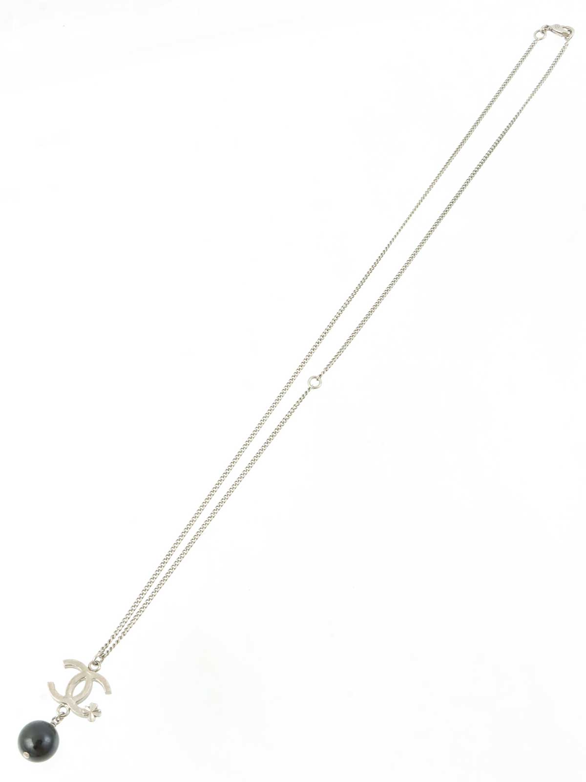 2013 CC Mark Swing Bead Necklace Silver/Black