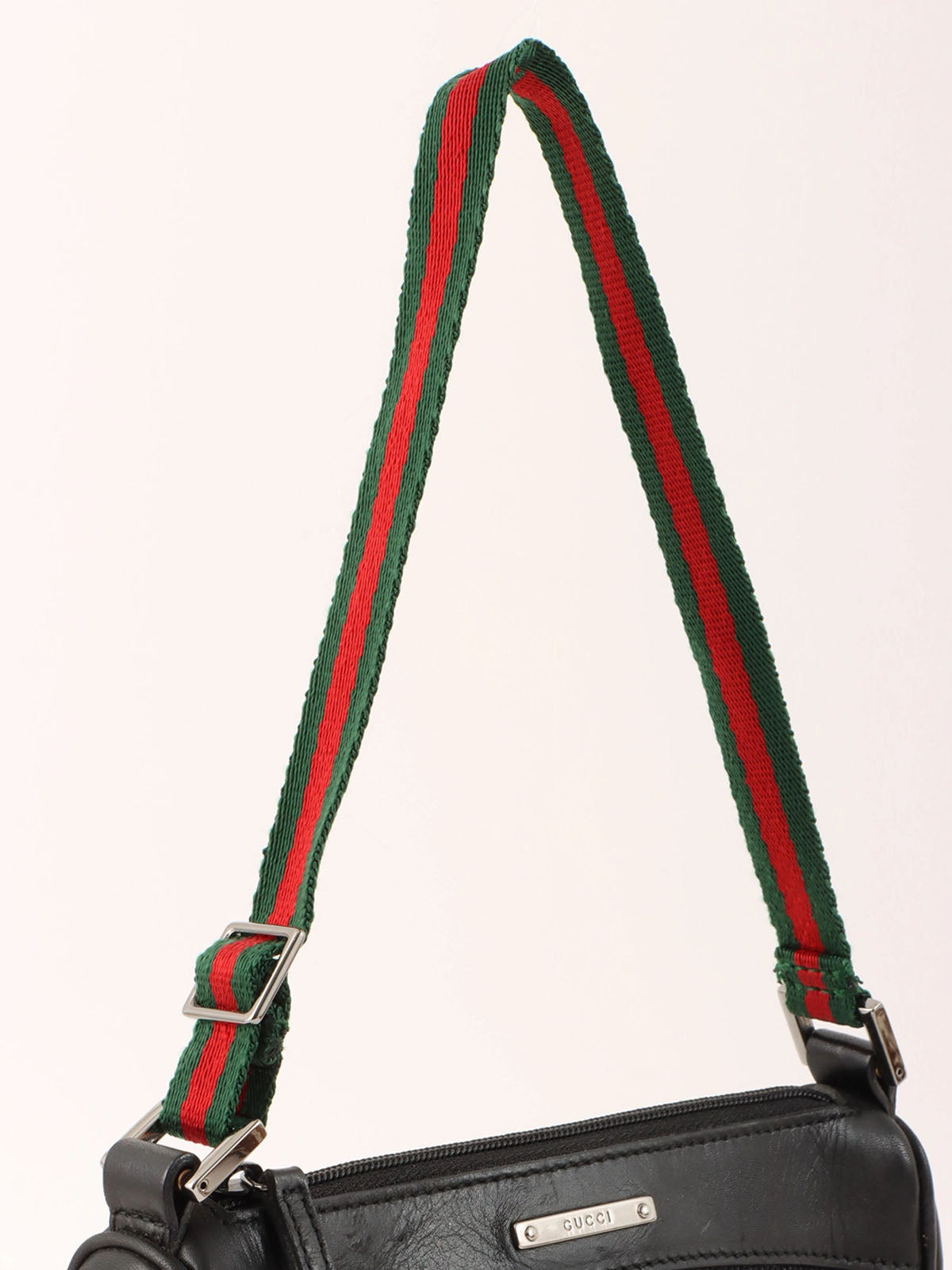 デニムロゴプレートシェリーラインハンドバッグ ブラック