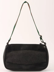 Denim logo plate Sherry line handbag in black
