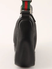 デニムロゴプレートシェリーラインハンドバッグ ブラック