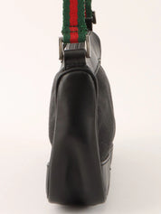 Denim logo plate Sherry line handbag in black