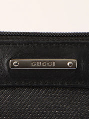 Denim logo plate Sherry line handbag in black