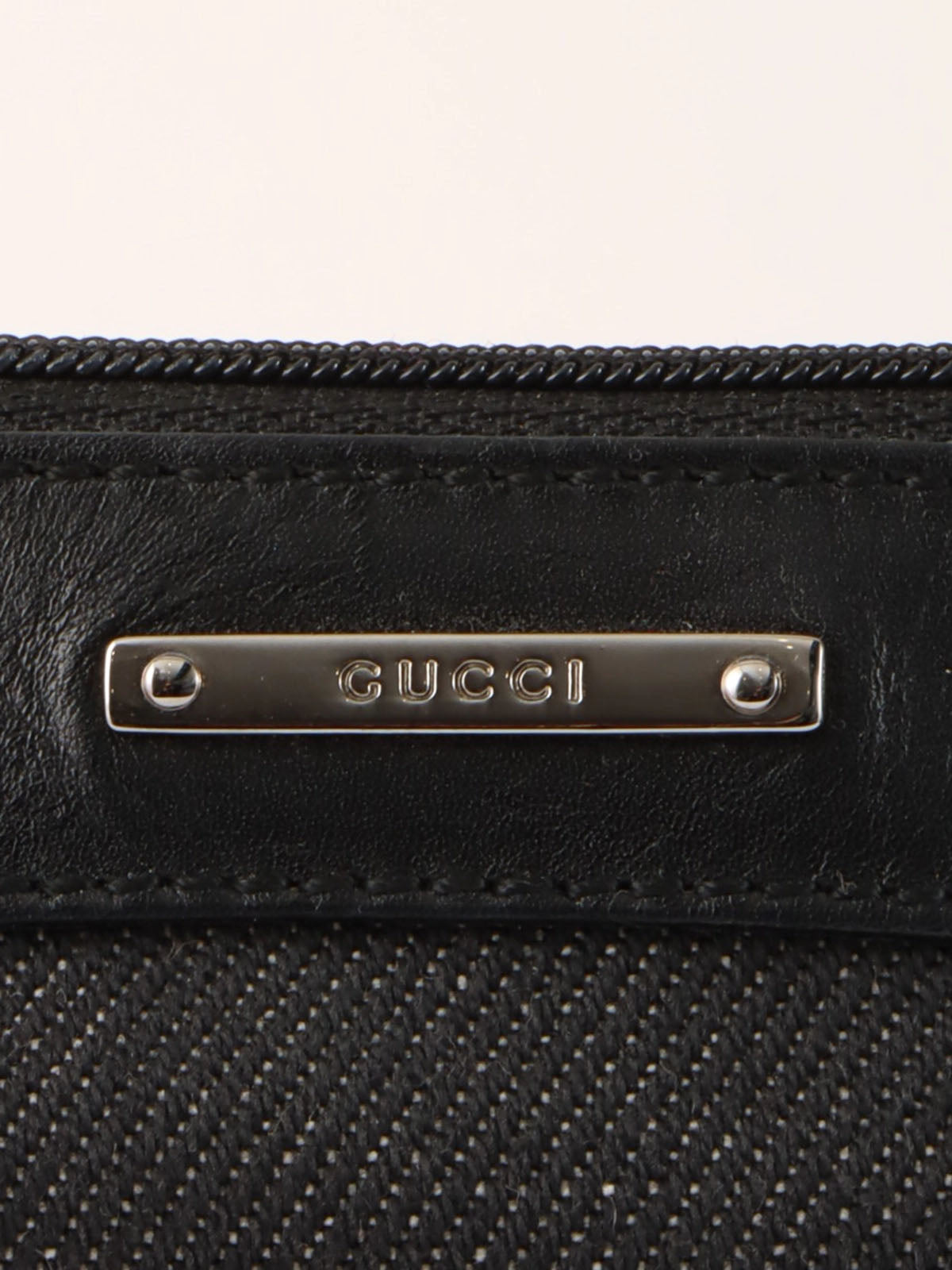 Denim logo plate Sherry line handbag in black