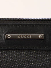 Denim logo plate Sherry line handbag in black