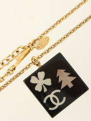 2003 Square Multi-Motif CC Mark Necklace in Gold/Black