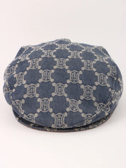 Denim Macadam Pattern Hunting Cap in Indigo
