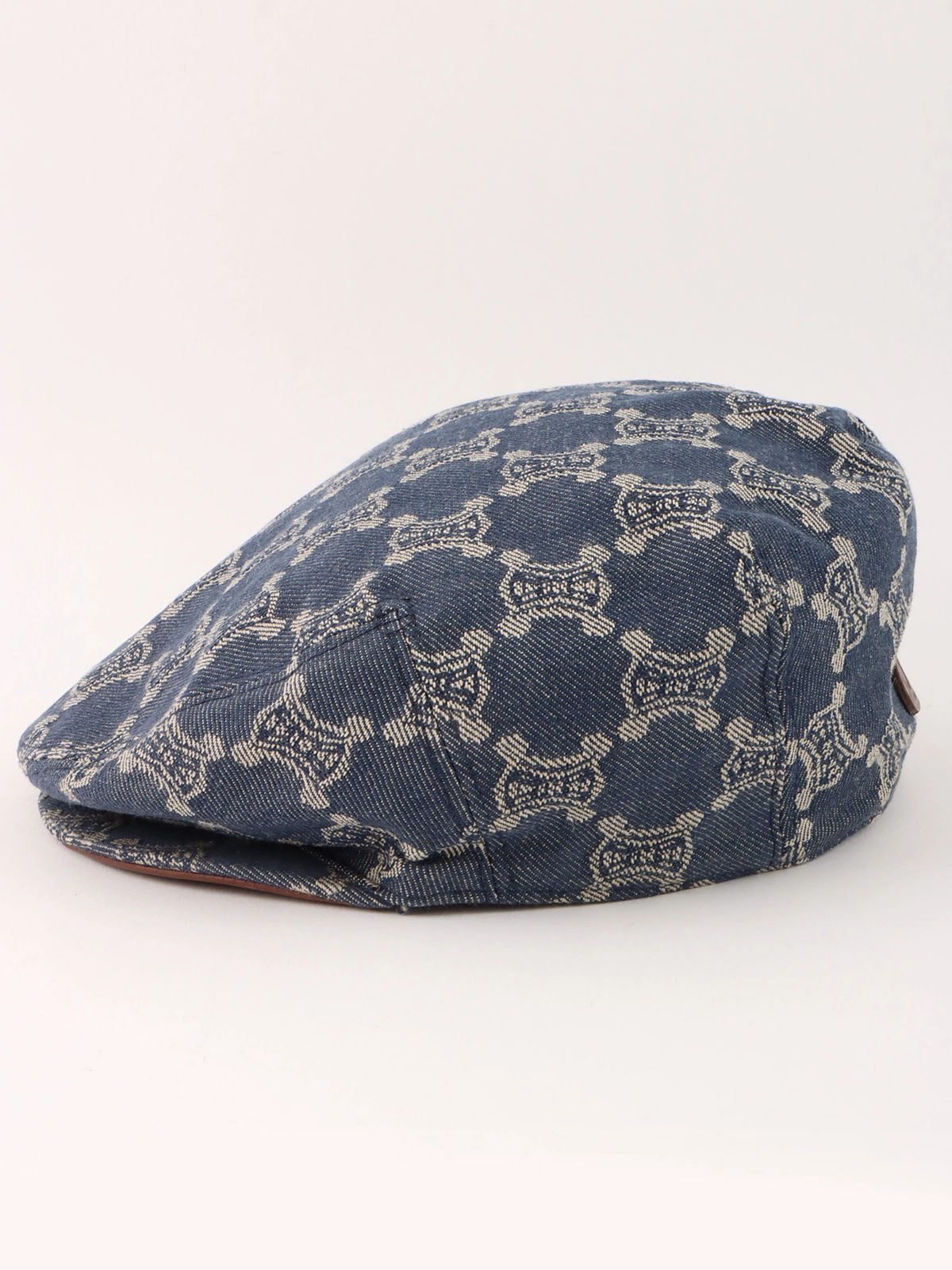 Denim Macadam Pattern Hunting Cap in Indigo