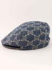 Denim Macadam Pattern Hunting Cap in Indigo