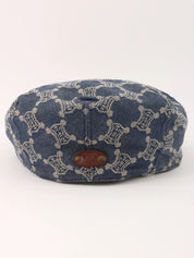 Denim Macadam Pattern Hunting Cap in Indigo