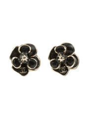 2006年山茶花图案耳环 黑色/银色