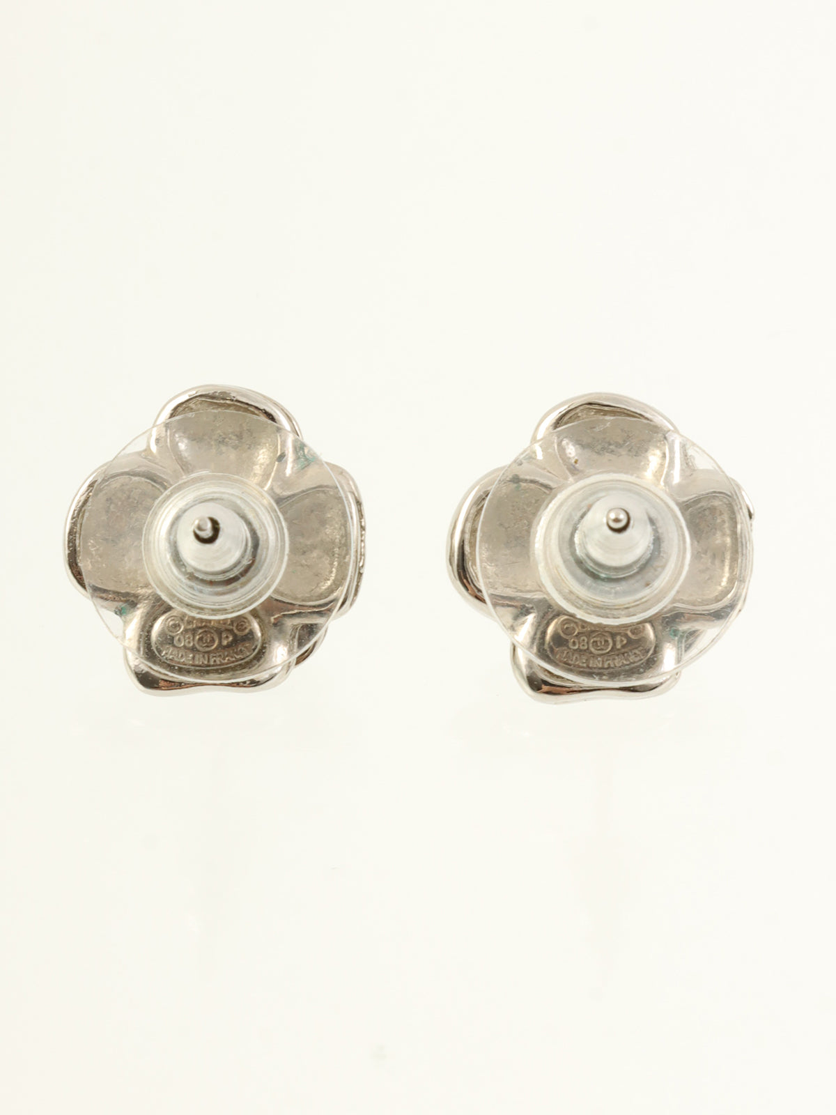 2006年製 カメリアモチーフピアス ブラック/シルバー