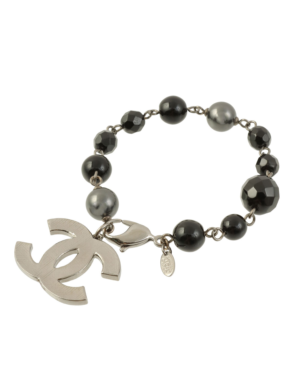 2009 Color Stone CC Mark Bracelet Silver/Black