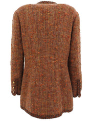 ツイードCCマークボタンノーカラージャケット ブラウン