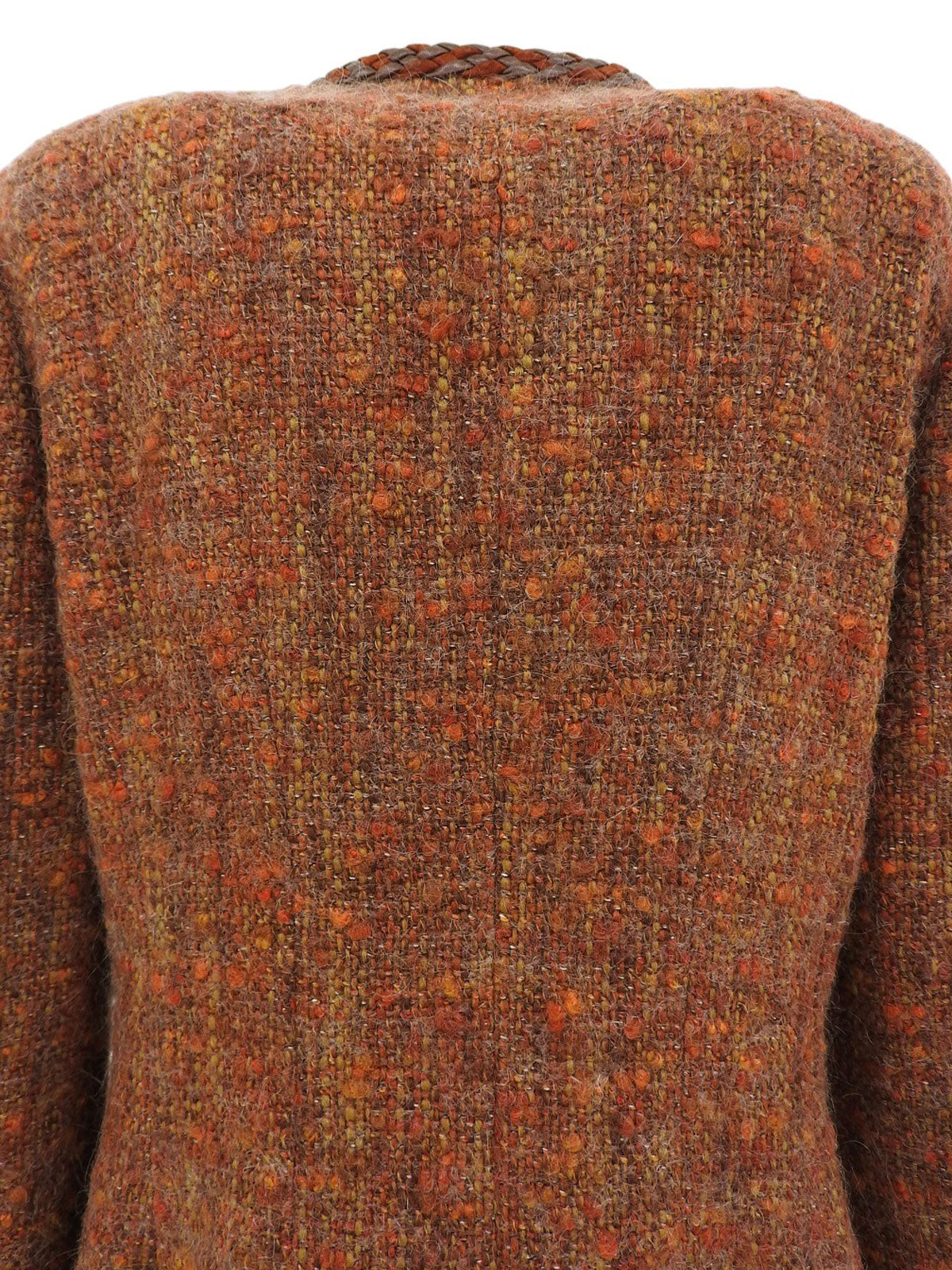 ツイードCCマークボタンノーカラージャケット ブラウン