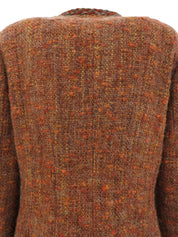 ツイードCCマークボタンノーカラージャケット ブラウン